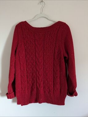 St. John's Bay Red Cable Knit Women’s Sweater - Classic Crewneck